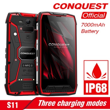 Original Conquest S11 IP68 Rugged SmartPhone 16MP 7000mAh 6GB 128GB Octa Core Fingerprint/Face ID NFC OTG Android Mobile phone