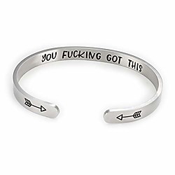 inspirational bracelet cuff bangle mantra quote keep funking going engraved motivational encouragement jewelry gift for women. (you fucking got this -steel color) Lightinthebox