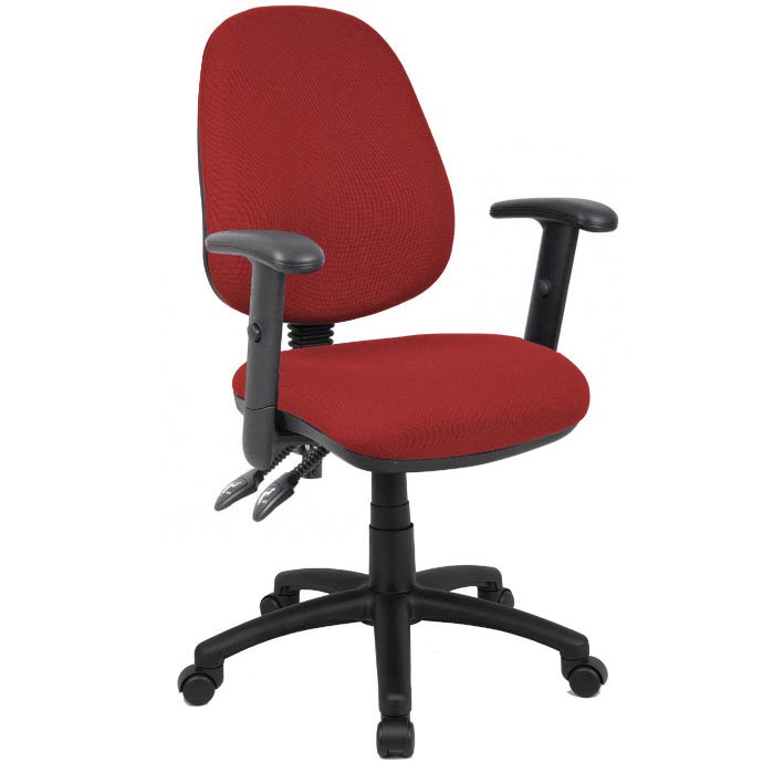 Burgundy Computer Chair With Adjustable Arms - Next Day Delivery