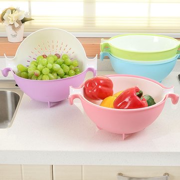 Kitchen Plastic Fruits Vegetables Drying Draining Basket Wash Rice Sieve Sifter Storage Basket