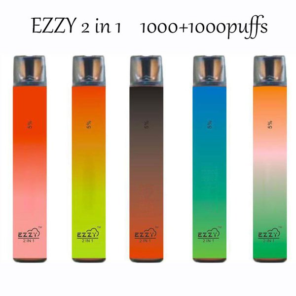 EZZY 2 in 1 E-cigarett Pods Device 1000+1000puffs Disposable Vape Pen Flavored Electronic Vapors