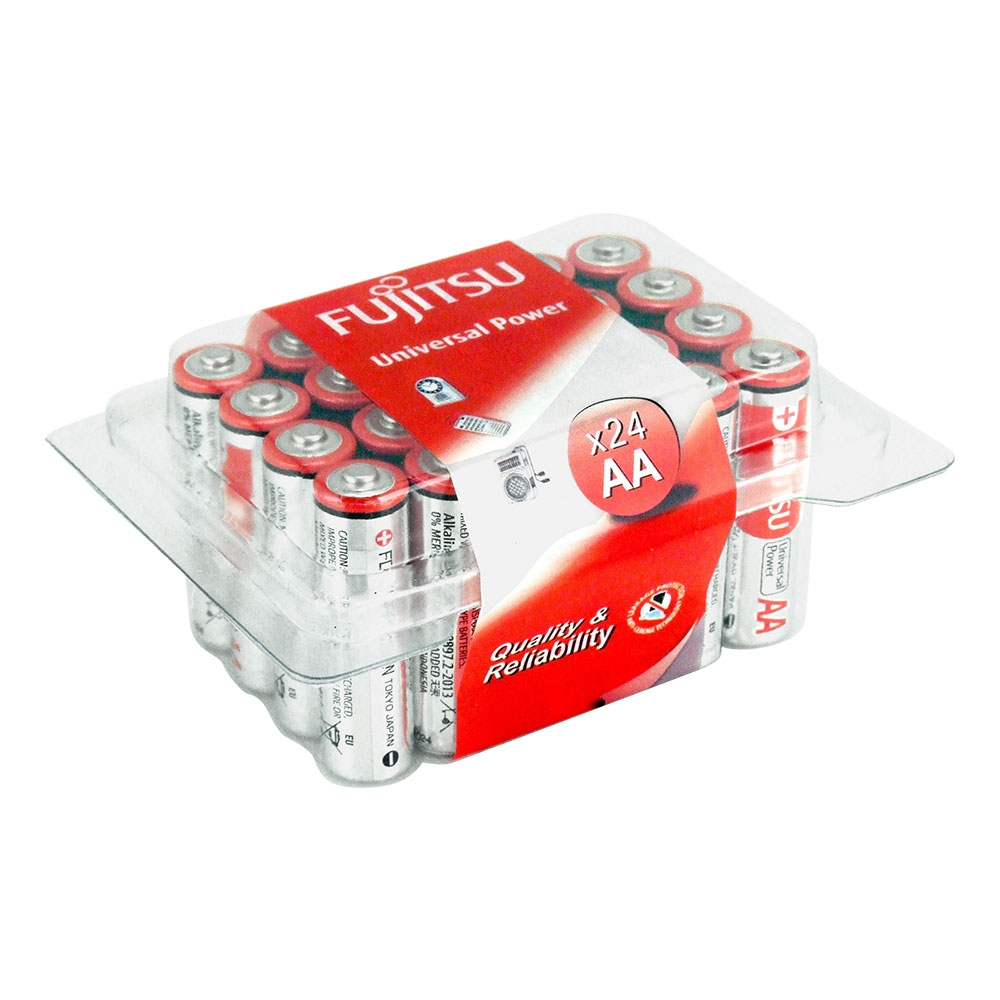 Fujitsu Universal Power Alkaline AA Batteries - Value Pack of 24