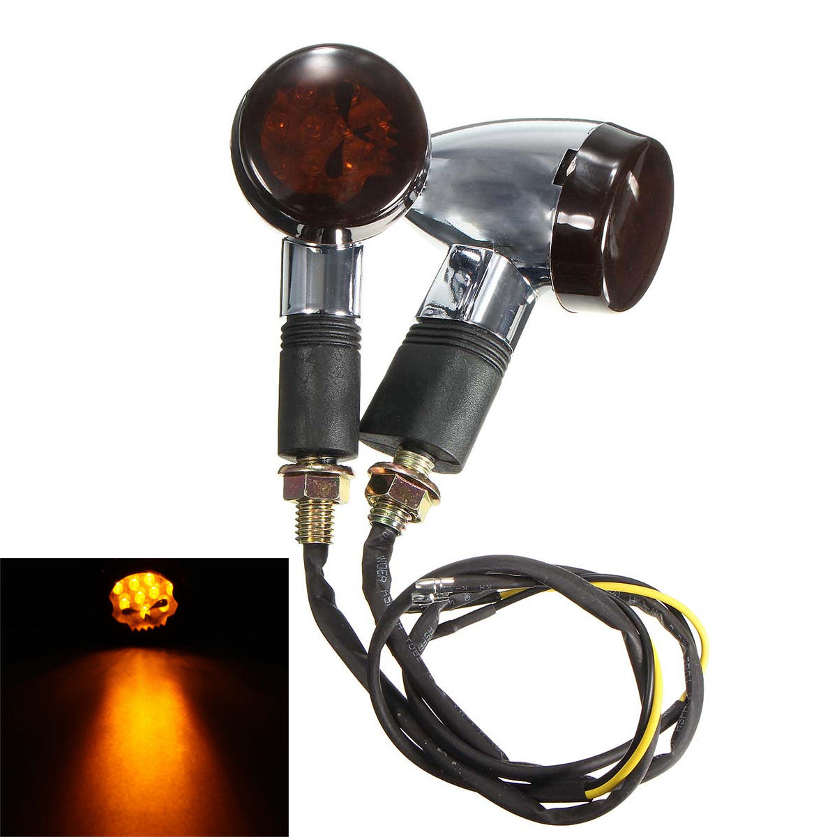 12V Universal Skull Turn Signal Indicator Amber Light Bulb Motorcycle Motor Bike
