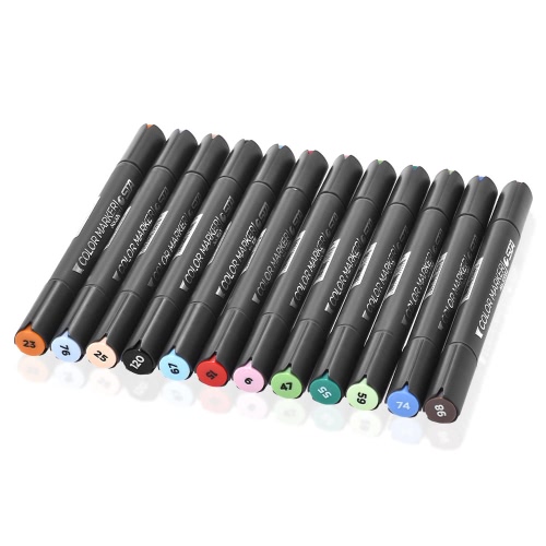 12 Farben Twin Marker Marking Pen Highlighter Broad Fine Tip Alkoholische Tinte für Manga Werbung Architektur Designing