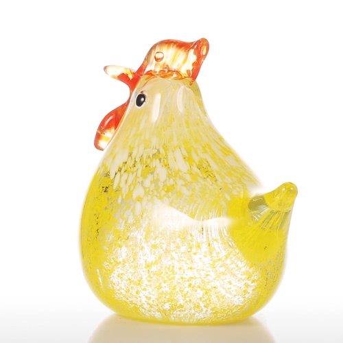 Tooarts Small Chicken Glass Sculpture Home Decor Glass Modern Art Modern Sculpture Ornament Gift Animal Craft Decoration