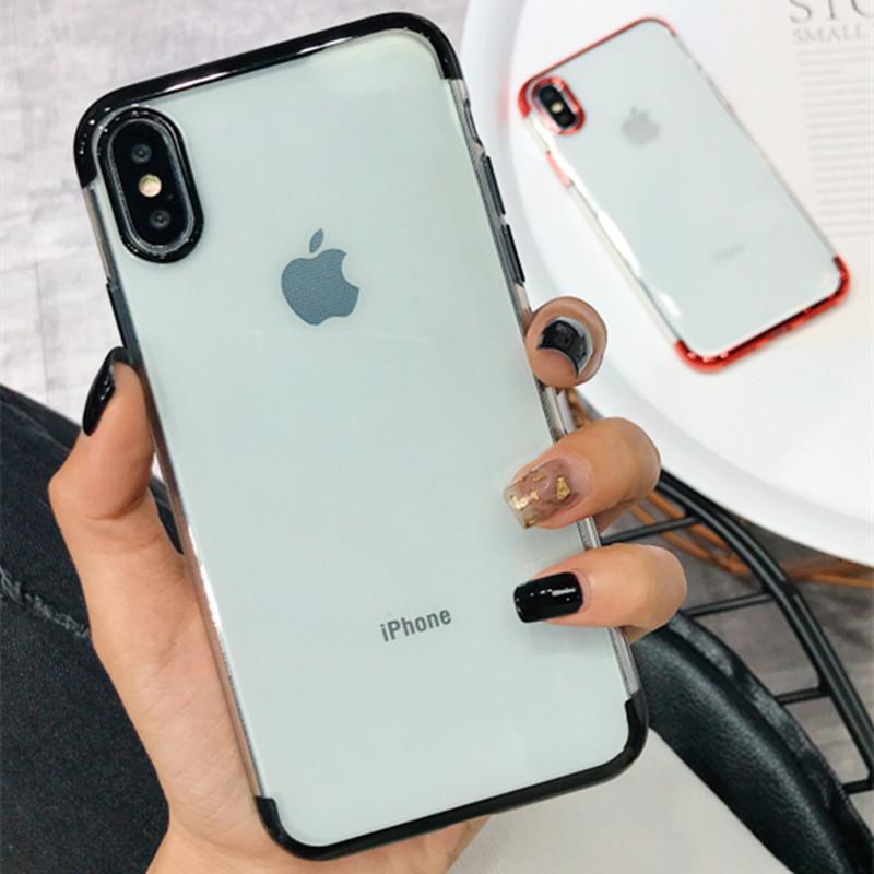 Iphone XS MAX mobile phone shell iphone X / 8 plus three-stage electroplating TPU material shell 6S protective cover soft