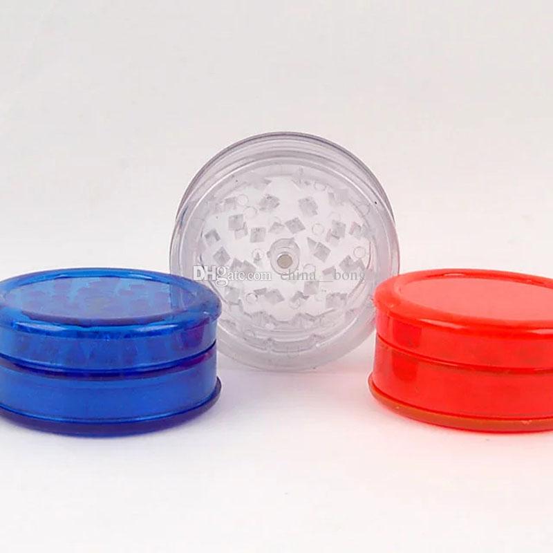 Grinder herb Tobacco 2-layer Plastic Herb Grinder 3 part 40mm or 60mm mix colors cheaper grinder Acrylic for glass water pipe