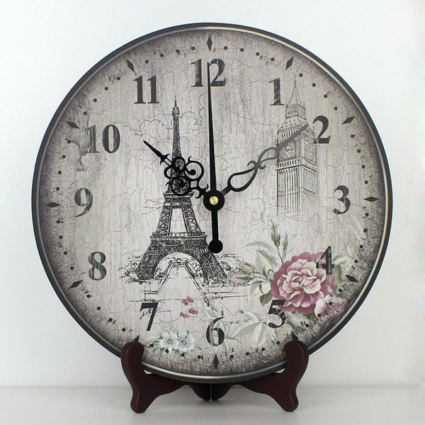 12 inch europe style home decoration table clock eiffel tower silent clock home decor waterproof face bedroom