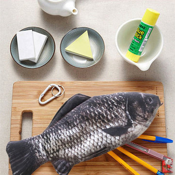 Creative Nylon Emulational  Fish Shape Pencil Case Pen Bag Big Capacity Storage Bag Purse