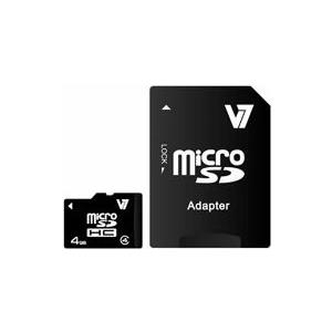 V7 VAMSDH4GCL4R-2E - Flash-Speicherkarte (microSDHC/SD-Adapter inbegriffen) - 4 GB - Class 4 - microSDHC - Schwarz