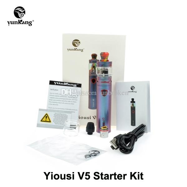 100% Original YunKang Yiousi V5 Starter Kits 3000mAh Battery With 4.0ml Top Filling LED Light Aurora Tank Fit TFV8 Baby Coil