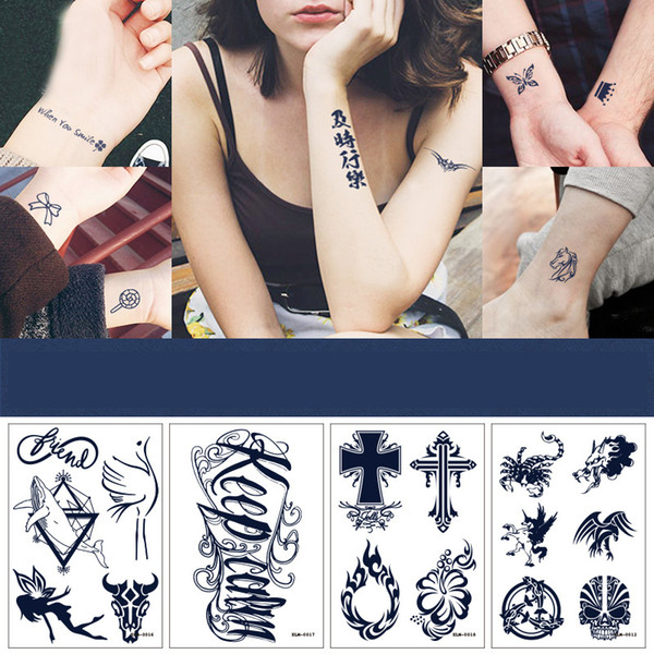 Hand-painted Tattoo Stickers Waterproof Long-lasting Tattoos English Tattoo Cross Retro Stickers