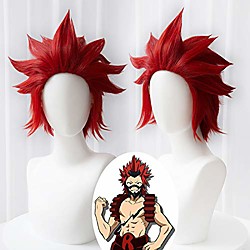 anime kirishima cosplay wig for my hero academia red halloween cosplay wig for kids amp; adults with cap (kirishima eijirou)