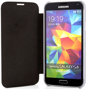 V7 Flip - Flip-Hülle für Mobiltelefon - Polycarbonat, Polyurethan in Seidenoptik - weiß - für Samsung GALAXY S5