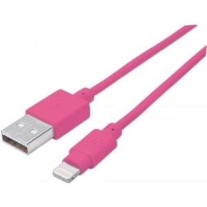 Manhattan iLynk - Lightning-Kabel - Lightning (M) bis USB (M) - 15cm - abgeschirmt - pink - geformt - für Apple iPad/iPhone/iPod (Lightning) (394420)