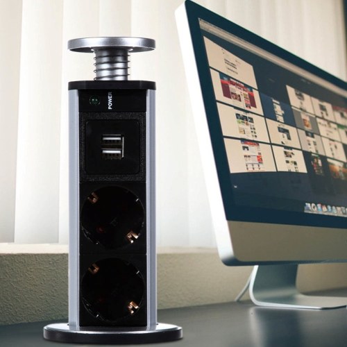 EU Multi-function Kitchen Table Switch USB Socket Waterproof Cabinet Hidden Smart Lifting Office Socket