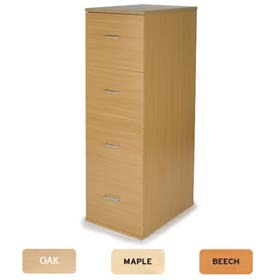 Newbury Deluxe Wood 4 Drawer Filing Cabinet Beech