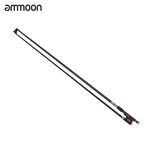 ammoon 4/4 Violin Fiddle Bow Carbon Fiber Round Stick Ebony Frog Black Horsehair Well Balanced