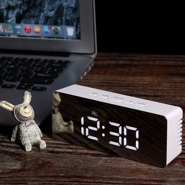 led digital alarm clock with snooze function deskdigital table clocks mirror clock 12h/24h adjustable luminance