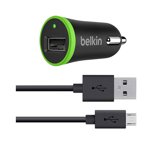 Belkin Universal Car Charger - Netzteil - Pkw - 12 Watt - 2,4 A (USB) - auf Kabel: Micro-USB - Schwarz (F8M887BT04-BLK)