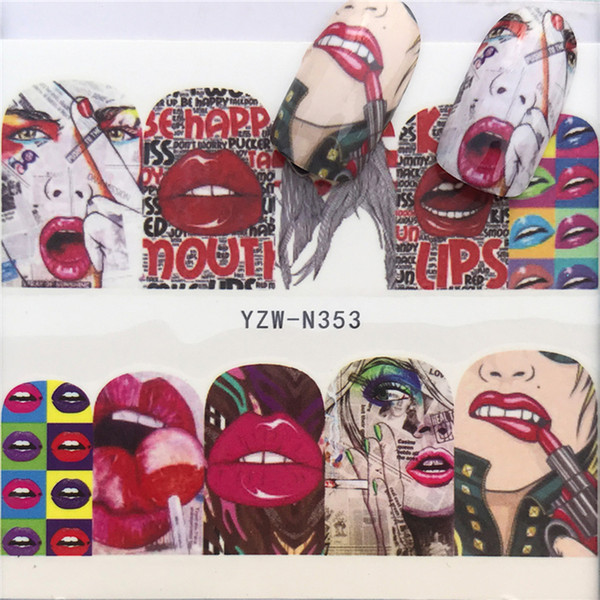 lips nail design stickers water transfer sticker nail art manicure applique street style decorations for nails