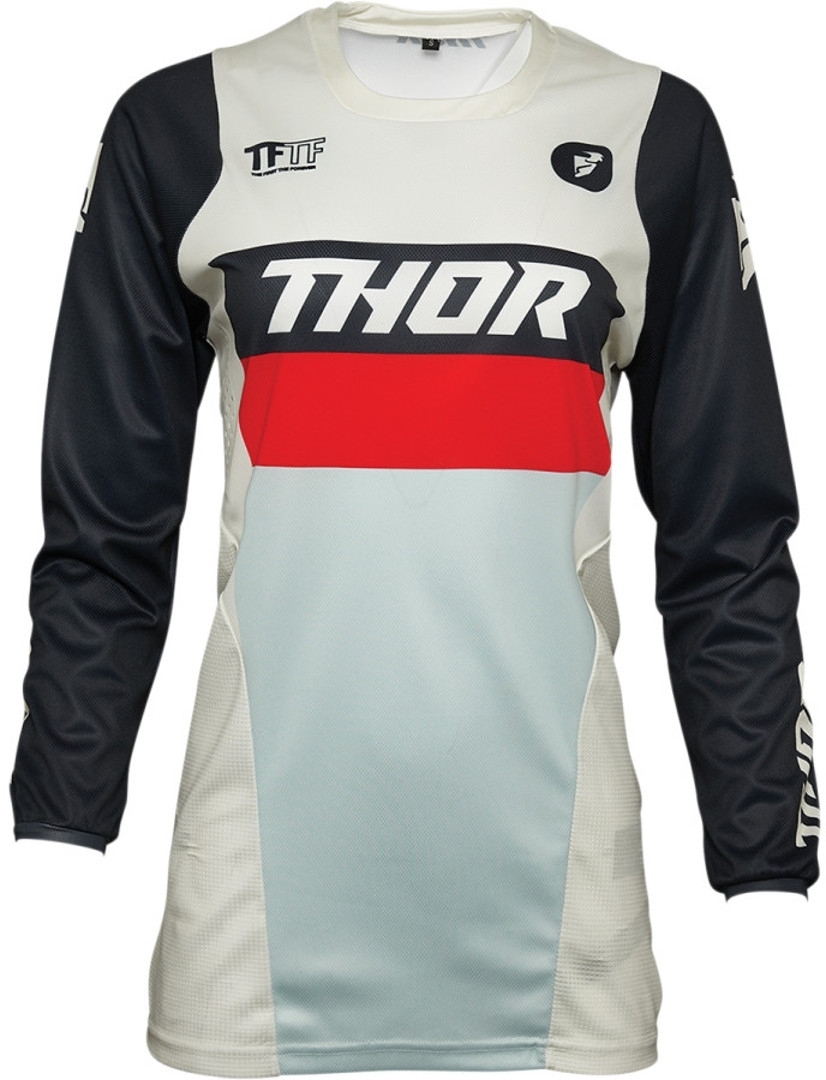 Thor Pulse Racer Ladies Motocross Jersey, white-blue, Size S for Women, white-blue, Size S for Women