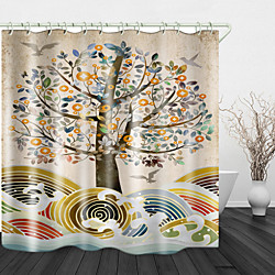 Beaux arbres colorés imprimer rideau de douche en tissu imperméable pour salle de bain décor à la maison rideaux de baignoire couverts doublure comprend avec crochets