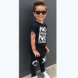 Toddler Boys' T-shirt  Pants 2 Pieces Short Sleeve Black Letter Cotton Daily Wear Active / Summer Lightinthebox