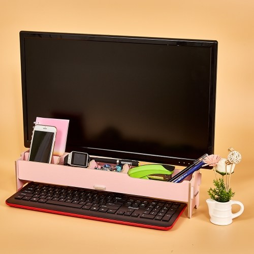 Desktop Multifunctional Monitor Riser Stand with Storage Slolts for Stationeries Keyboard  Office School Home Supplies