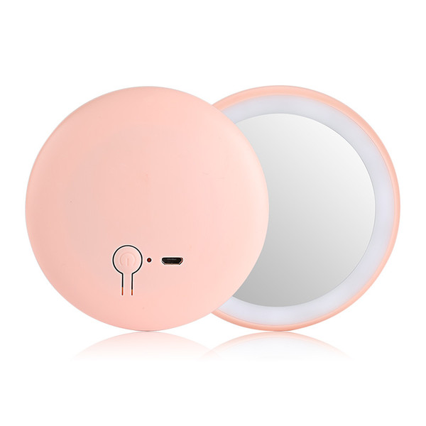 Mini portable bag make-up mirror circular luminous doughnut Led cosmetic mirror USB recharge hand compact