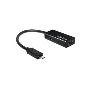 DeLOCK - Video- / Audio-Adapter - MHL / HDMI - HDMI, 19-polig, 5-polig Micro-USB, Typ A (nur Spannungsversorgung) (W) - bis - 5-polig Micro-USB Typ B (M) - 22cm - Schwarz - für Samsung Galaxy S III (65437)