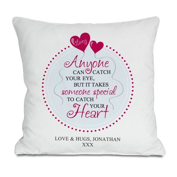Personalised Catch Your Heart Cushion