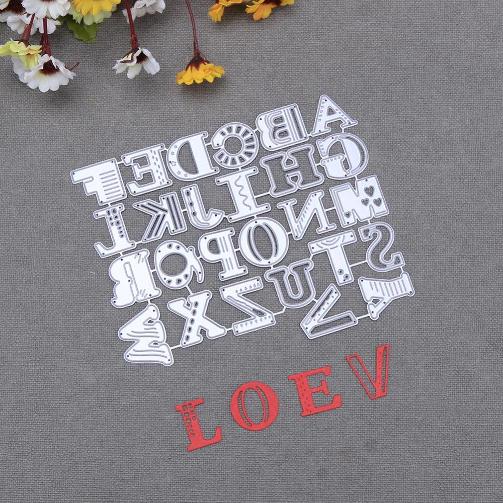 26pcs/Set Fancy English Letters Metal Cutting Dies Stencils for DIY Scrapbooking Photo Album Embossing Paper Cards Decor Crafts