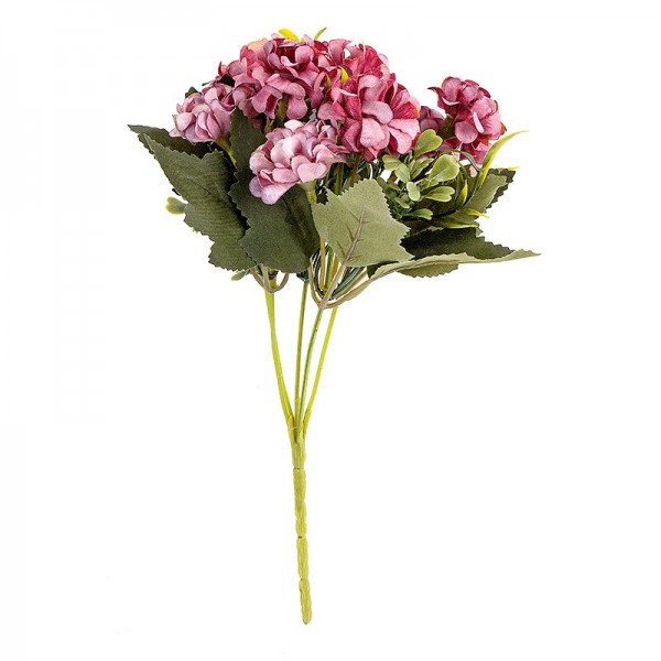 Blütenbusch, Hortensien 1, 27cm hoch, 9 große Blüten Ø 4cm, Pinktöne