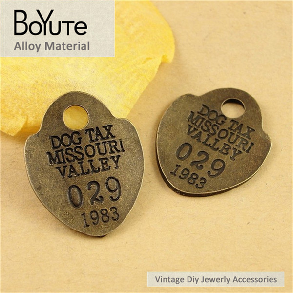 boyute (60 pieces/lot) 29*23mm antique bronze plated alloy word plate vintage pendant diy jewelry findings accessories
