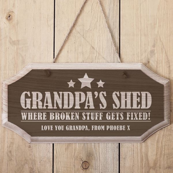 Personalised Grandpa's Shed Hanging Wooden Sign
