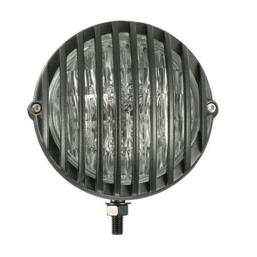 H4 12V 55W 5-inch Motorcycle Scalloped Headlight with Grille Lampshade for or Harley Chopper Bobber