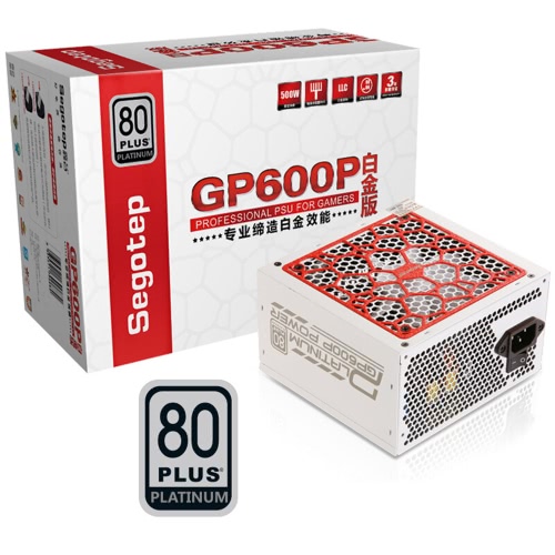 Segotep 500W GP600P ATX PC Computer Power Supply Desktop Gaming PSU 80Plus Platinum Active PFC DC-DC 94% Efficiency Universal AC Input 100-240V