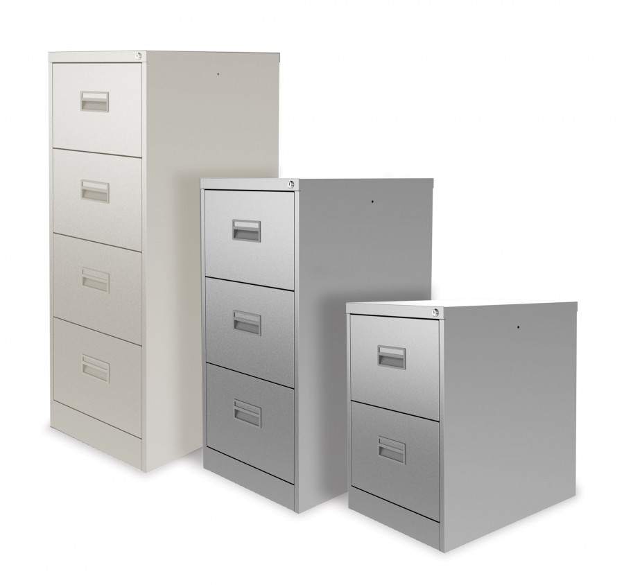 A4 Lockable Filing Cabinet- 4 Drawers- Satin White