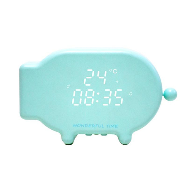 cute pig led with temperature luminous clock multi-function usb charging sound and light control night light