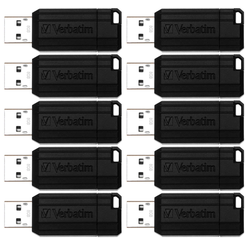 Verbatim 8GB PinStripe USB Drive 10 Pack - Black
