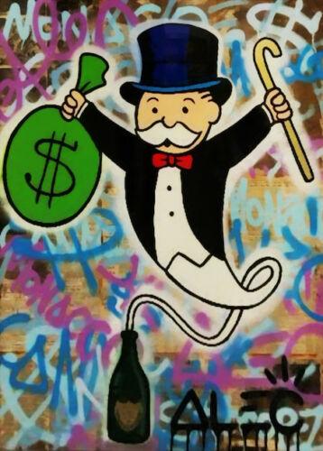 alec monopoly oil painting on canvas graffiti art wall decor champagne handpainted &hd print wall art canvas pictures 191101