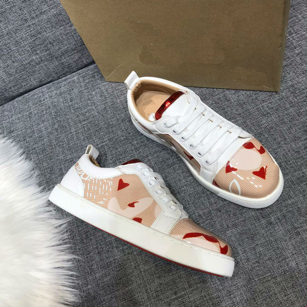 2019 designer shoes low cut spike shoes red bottom real leather men women size 36-46 with box luxury sneakers quality
