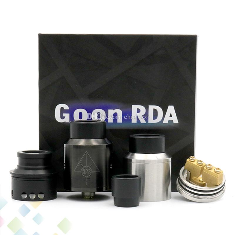Newest 528 GOON RDA Atomizers With Wide Bore Drip Tip And CHUFF 24mm PEEK Insulators 3 Colors Fit 510 Mods DHL Free