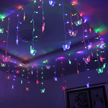 3.5M 96LEDs Colorful Curtain Butterfly String Light with EU/US Plug for Christmas AC110V/220V