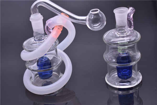 Mini Bong Thick Dab Rig Bubbler DAB Oil Rig Heady Glass Dab Rigs with 10mm Beaker Water Pipe Small Bong Recycler Pyrex Water Bongs