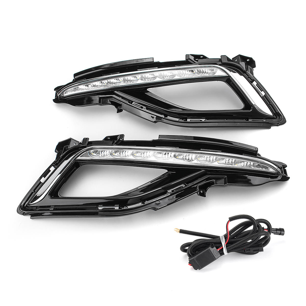 Pair 200LM 5500K LED White Daytime Running Lights DRL Fog Lamps for Hyundai Sonata 2015 2016