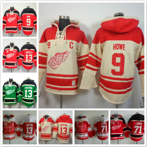 Detroit Red Wings hoodies 9 Gordie Howe 13 Pavel Datsyuk Ice 71 Dylan Larkin Hoody Sweatshirts Red green beige