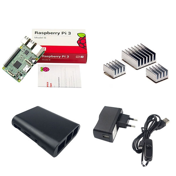 Raspberry Pi 3 Modell B Verpflegung + ABS-Case + EU Adapter + Micro-USB-Kabel + 3 PCs Aluminium K¨¹hlk?rper