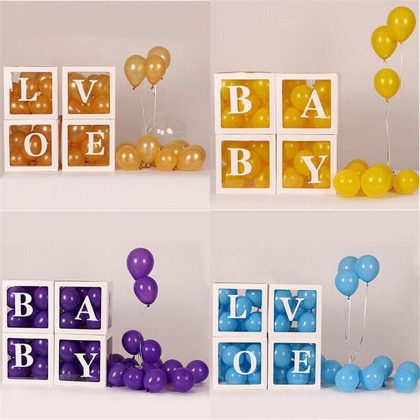 Other Event & Party Supplies Baby Shower Decorations Boy Girl 30cm Transparent Box Kids Name Alphabet Custom Scene Decoration Birthday Ballo